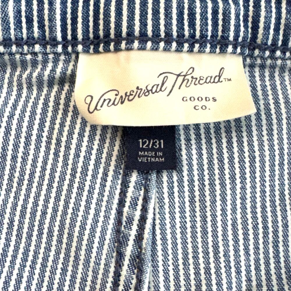 Universal Thread Striped Wide Leg Crop Jeans Blue Railroad Utility Size 12 - Picture 6 of 7
